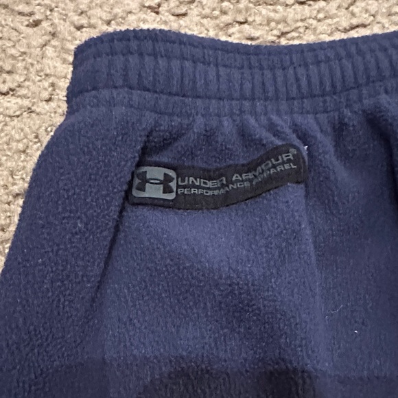 Under Armour Mens Elastic Waist Drawstring Fleece Sweatpants Navy Blue Size L - Picture 3 of 7